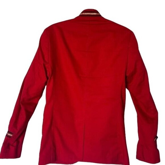 Mondo Men's Red Military Style Jackson Jacket With Gold Buttons Size Medium - Picture 2 of 12